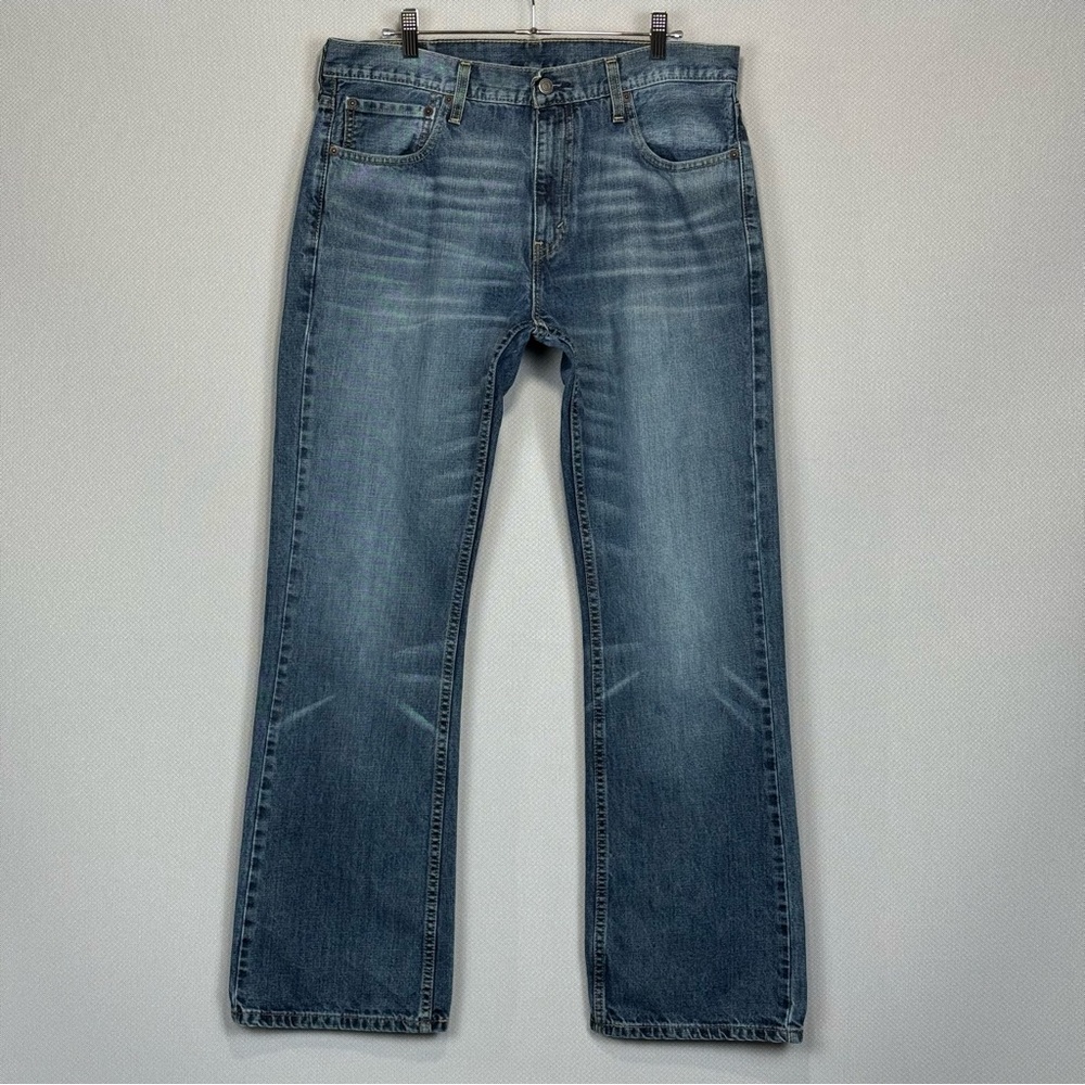 Levis Jeans Men 36x32 Blue 527 Slim Bootcut Mid Rise Medium Wash Cotton Denim